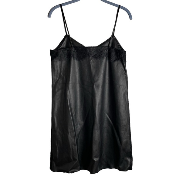 zara faux leather & lace slip dress black womens size xs - Picture 4 of 8
